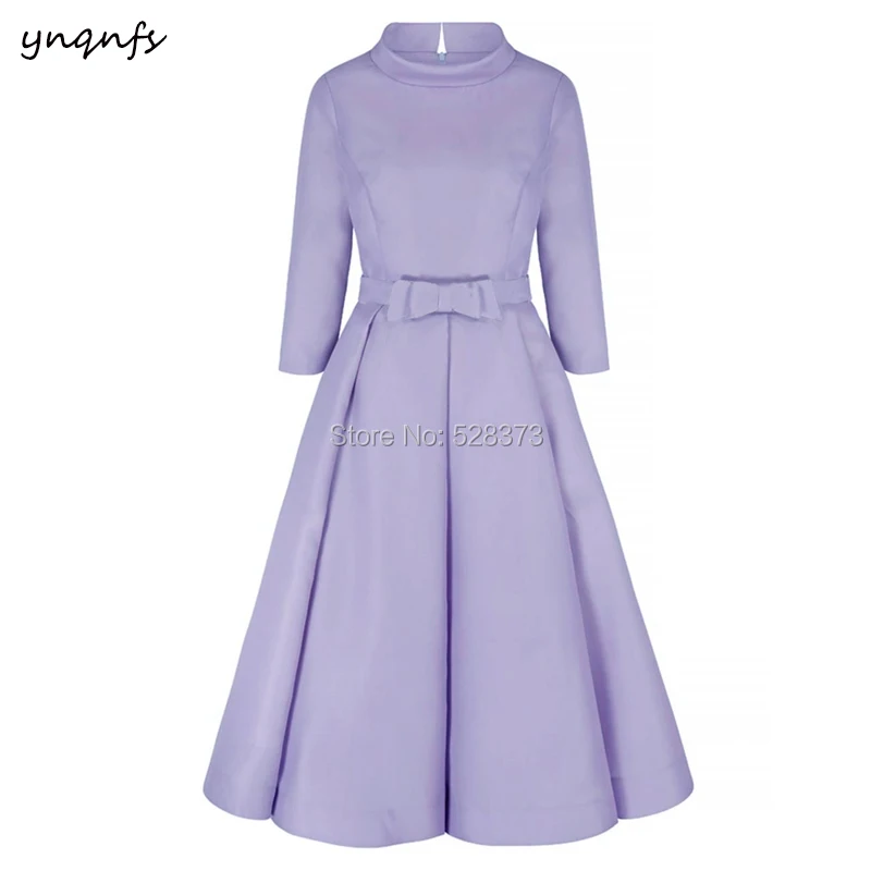 Ynqnfs md194 elegantný vysoký krk 3/4 rukávový dĺžka čaju Vintage Matka nevesty/žriebätkových šaty oblečenie viac farieb 2024