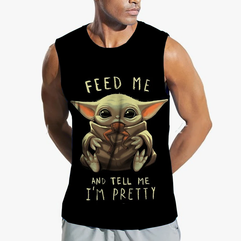 Yoda Baby Print Tank Top Gym Playst Men Cool Streetwear Basketball vesty rýchle sušenie bez rukávov Tričko Y2K Tops