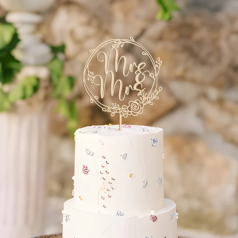 Yomdid 1pc Svadobný torta Topper promócia Cake Decotion in Wood Svadobné výročie sv.