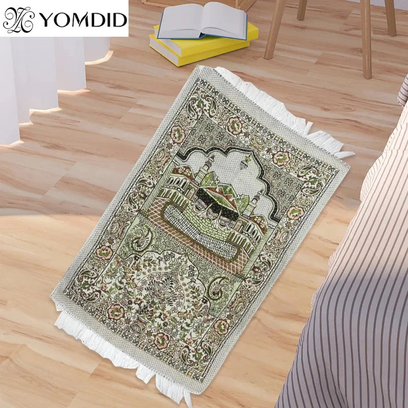 Yomdid moslimský koberec prikrývka modlitba koberec s tapetou s patrou islamskou rohožou prenosné prenosné koberce pre koberce Domáce dekorácie