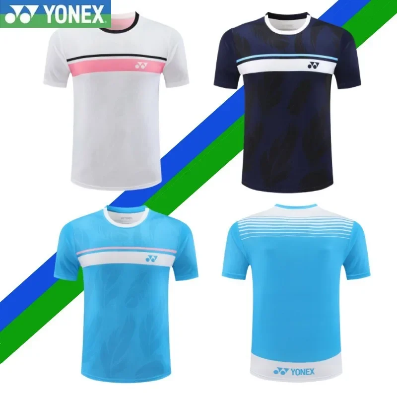 Yonex 2024 New Badminton Jersey Men's Men's and Women's Short Lueved Sports Training Jerse