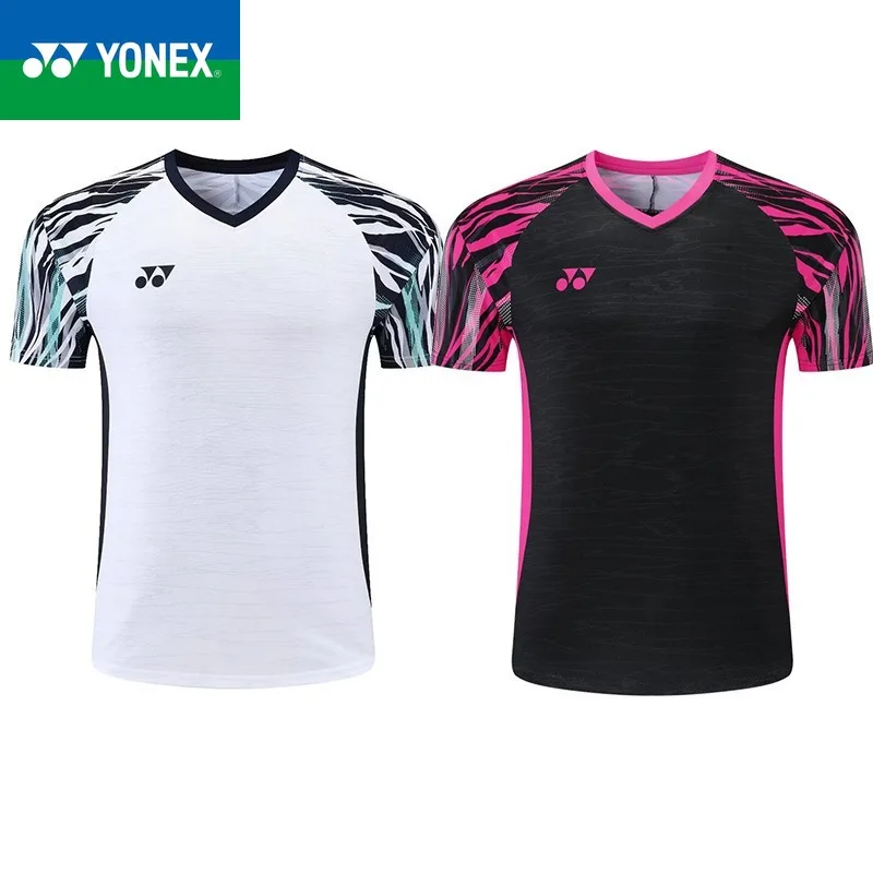 YONEX 2024 Nové mužské a dámske farby zablokované všestranné badmintonové rúcho športové priedušné tričko s rýchlym sušením krátke rukávy