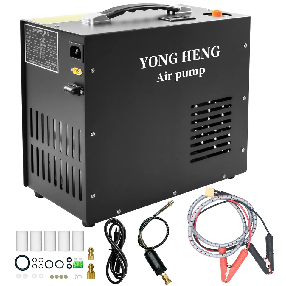 Yongheng 4500psi 300bar 12V PCP vzduchový kompresor Vysokotlakový kompresor Auto-zastavenie vstavaného 12V napájacieho adaptéra potápačská puška PCP