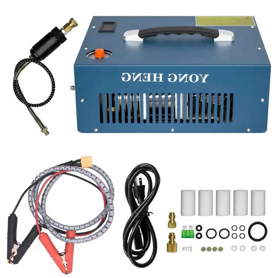 Yongheng 4500psi PCP vzduchový kompresor vstavaný 12V napájací adaptér kompresor s automatickou zastávkou pre potápačskú nádrž PCP Rifle