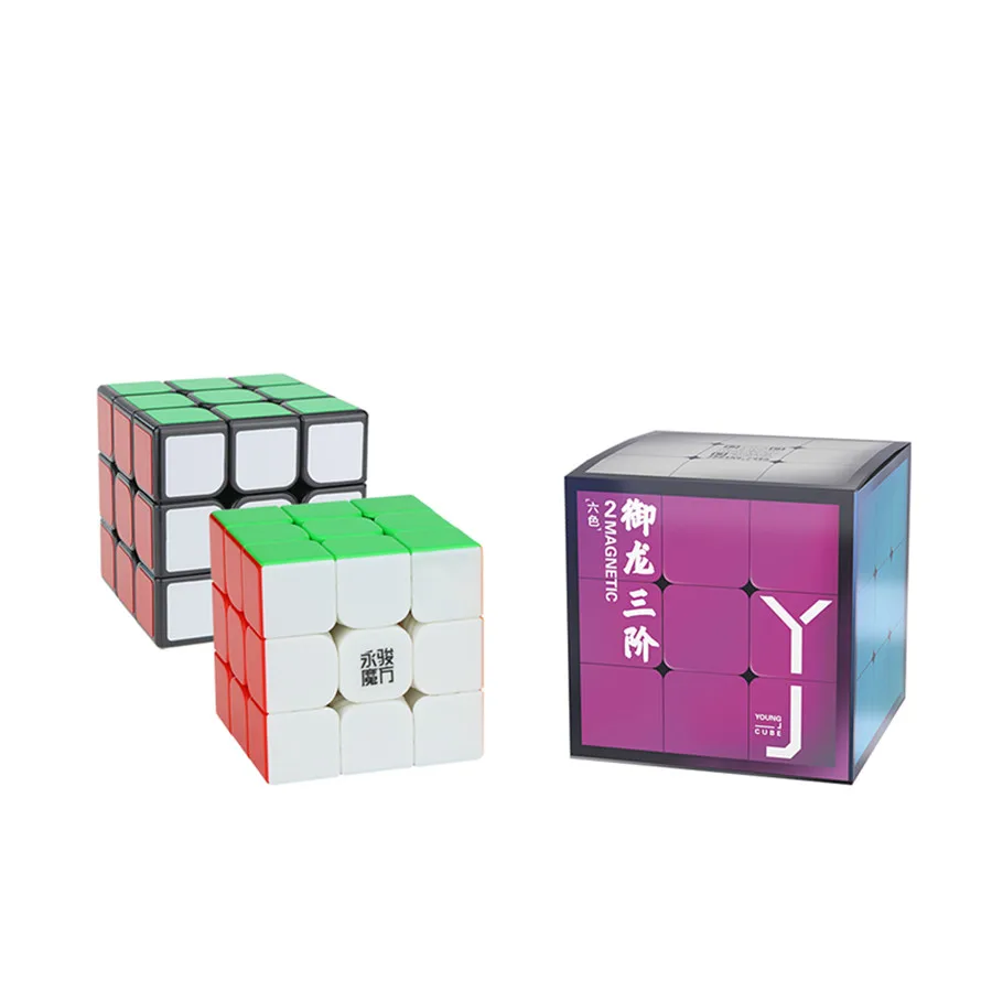 Yongjun yj Yulong V2M 3x3x3 Čierne kocky rýchlosti bez nálepky Magnetické magické kocky 3x3 Puzzle Vzdelávacie kubí