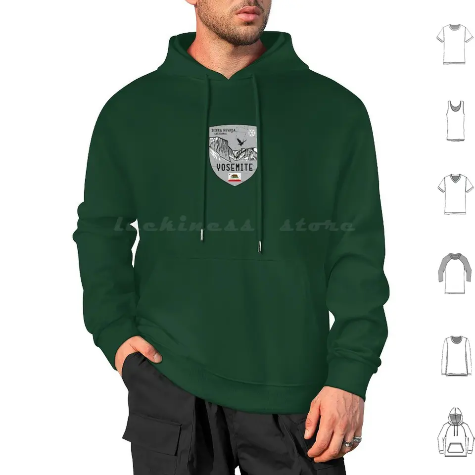 Yosemite California Emblem Emblem Hoodie Cotton s dlhým rukávom Mountainy lyžiarsky snowboard posy mtb túry vonkajší camp