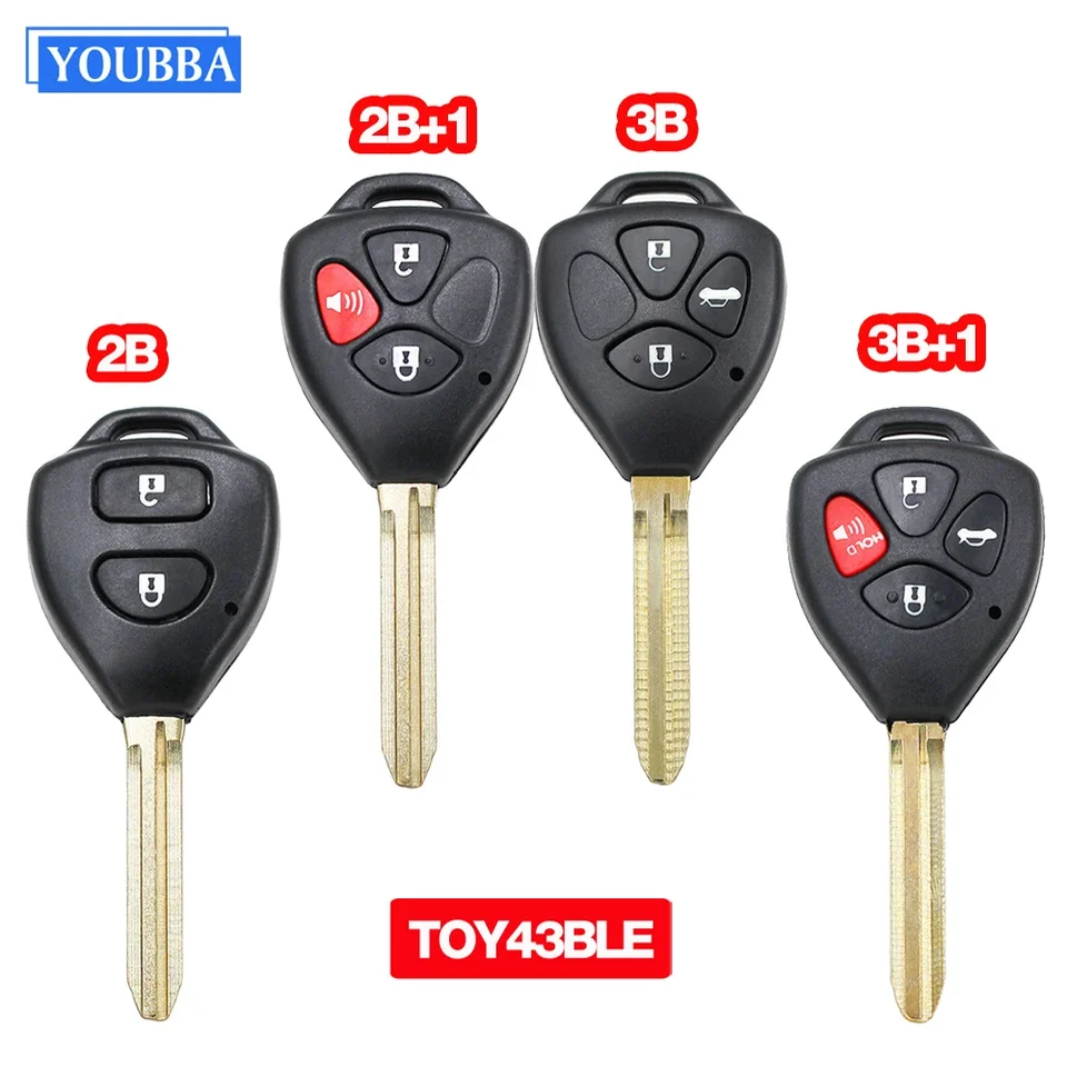 YouBBA 2/3/2+1/4 Tlačidlá automobilu vzdialené kľúče Shell FOB pre Toyota Camry Corolla Avalon Venza 2007 2008 2009 2009 2011 2012 Cover Case Case