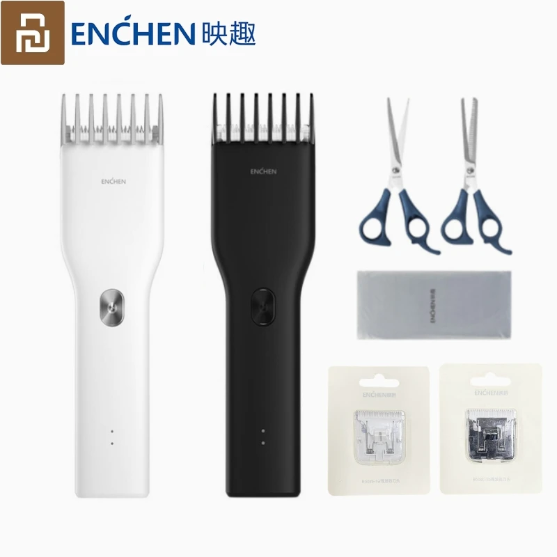 Youpin Enchen Electric Hair Clipper 0,7-22 mm posúvací posuvník hrebeň USB tiché deti Dospelý keramický inteligentný nováčik vlasový strinker
