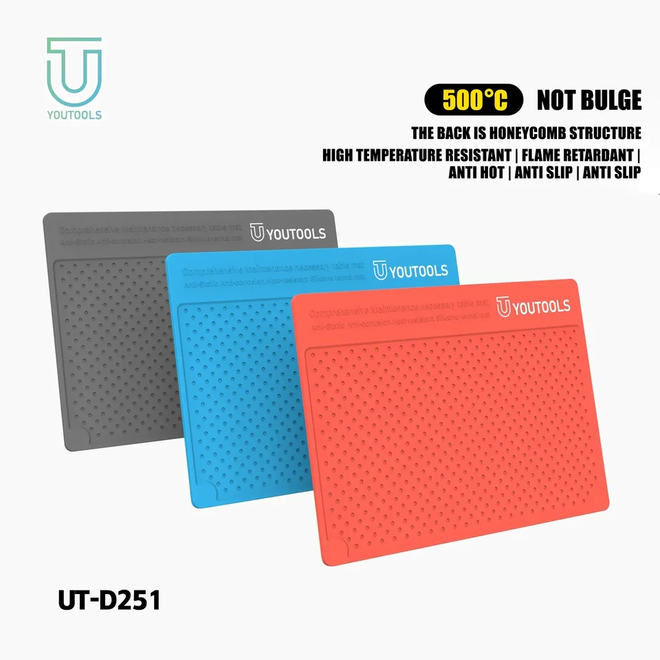 YouTools UT-D251 Silikón spájkovanie nekĺzavých matiek ESD Antistatic Teat Izolácia elektroniky Elektronika opravy telefónu Pracovná platforma podložka
