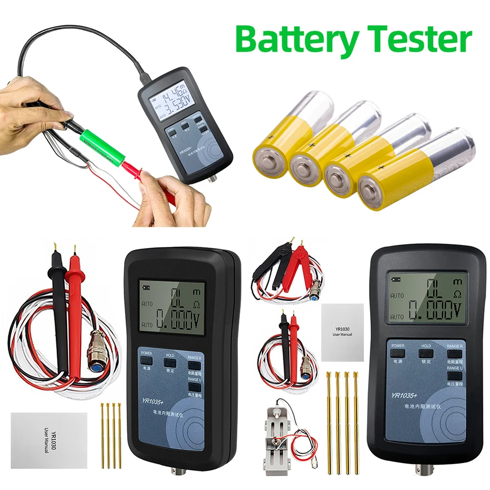 YR1035+ 4-vodičová digitálna batéria Interná Ohm Meter High Precision 18650 Tester suchých batérií pre Ni-MH Ni-CD Li-Ion Battery