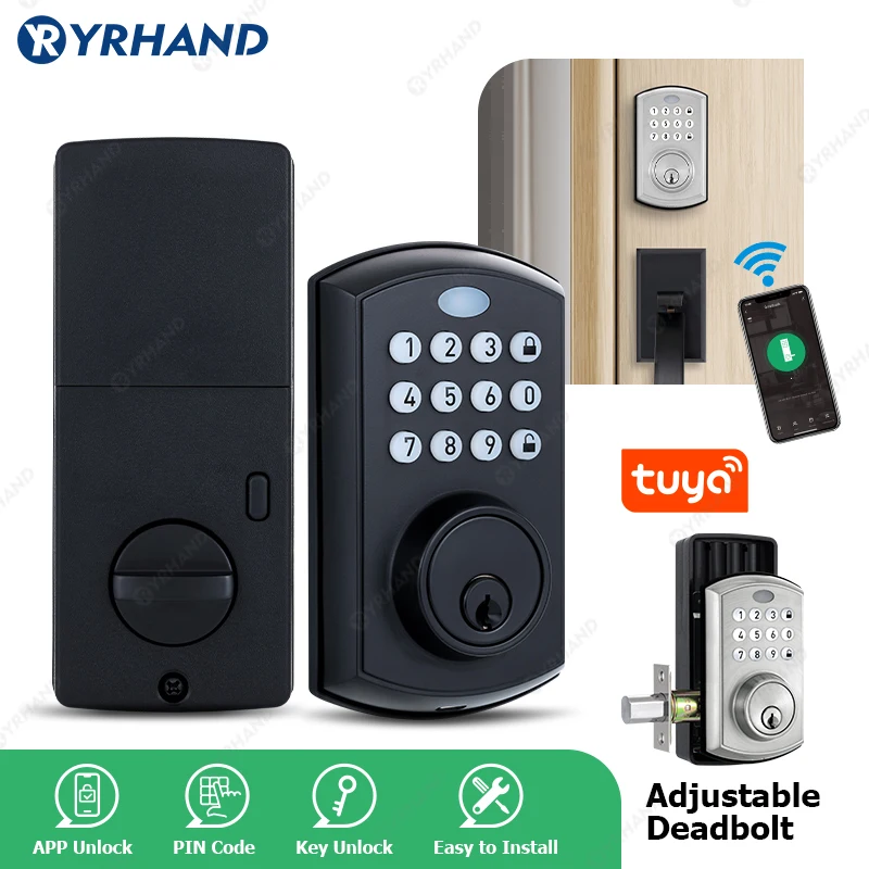 Yrhand Security Fechadura Eletronica Witerproof NFC Card Biometric Deadbolt Auto Lock bez rukoväte bez rukoväte TUYA SMART LOCK