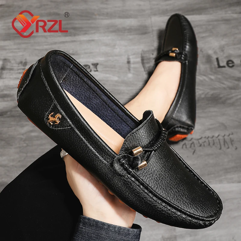 YRZL Loafery pre mužov 2024 NOVÉ Hand -Made Moccasins Men Flats Príležitostné kožené topánky Luxusné pohodlné pánske mokasiniská Veľkosť 48 topánky pre mužov