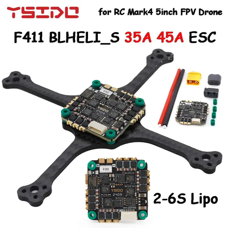 YSIDO F411 Flight Controller AIO BLHeli_S 35A 45A ESC BMI 270 2-6S BAROMET BAROMEL SENZOR pre RC 100-200 mm FPV DRON