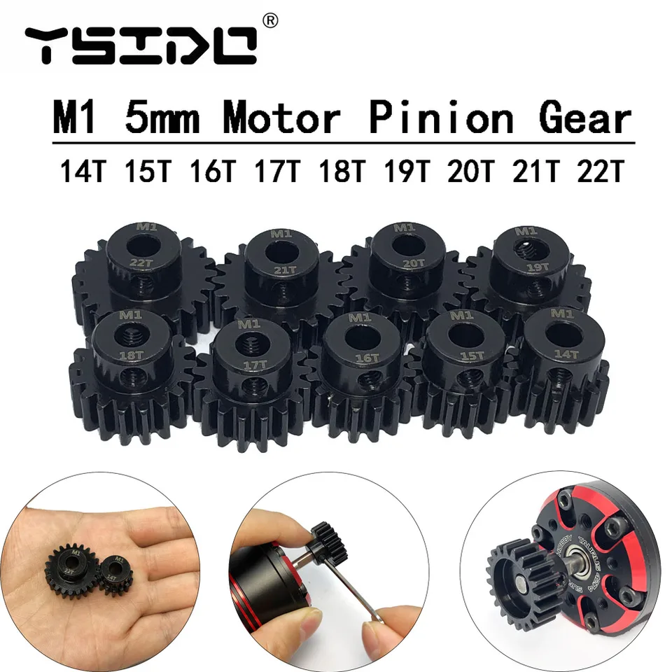 Ysido m1 5mm 14t 15t 16t 17t 18t 19t 20t 22t 22t oceľový kovový pastorový prevodový stupeň pre 1/8 1/5 1/7 Traxxas xmaxx arrma rc car car