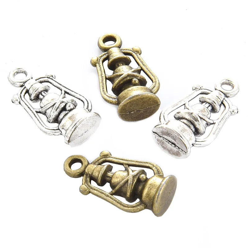 Yuenz 10ks Antique Strieborná farba Kerosénová lampa Kúzla prívesky pre náramok s náramkami, ktoré vyrábajú ručne vyrobené ruky 20*10 mm J409