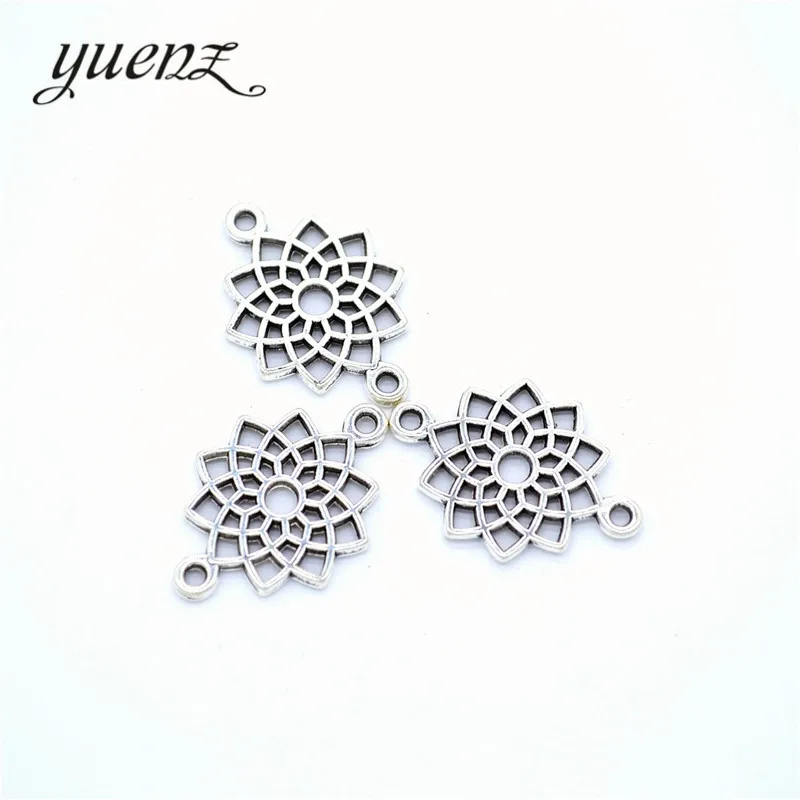 Yuenz 25ks Nový produkt Antique Strieborné kvetinové kúzla prívesok šperky zliatiny Zliazba šperky 20*14 mm q1146