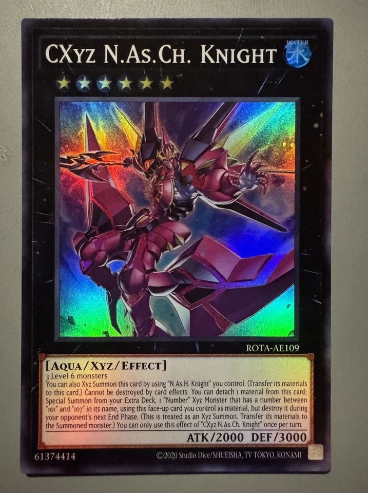 Yugioh Konami Duel Monsters Rota-Ae109 Cxyz N.AS.CH. Rytier super vzácna ázijská anglická kolekcia Mint Card Card