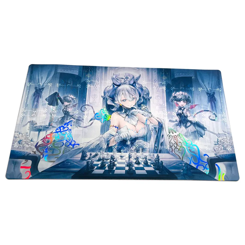 Yugioh Playmat Ygo Rabbilins zo striebornej fólie Holografický Shinny Holo Playmat Collection Game Game Free Storage Bag 60x35 cm