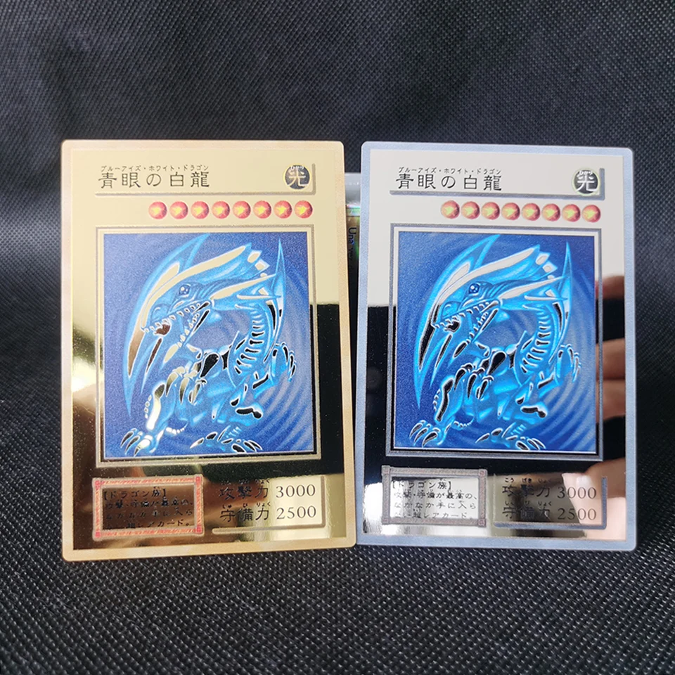Yugioh zlaté kovové karty Yu-gi-oh zliatina Collection Card Blue Eyes Dark Magicial Obelisk Slifer ra Kids vianočné narodeniny darček