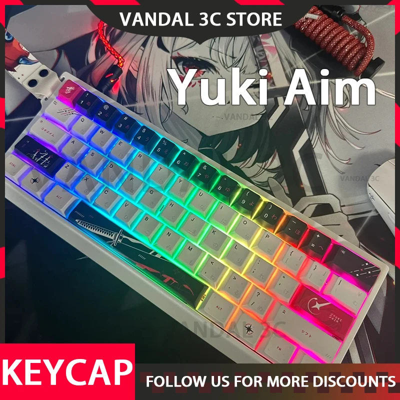Yuki AIM AIMECAP Japonské korene 125key Cherry PBT KEYCAP Vlastné anime individualizačné kľúče pre mechanické darčeky klávesnice