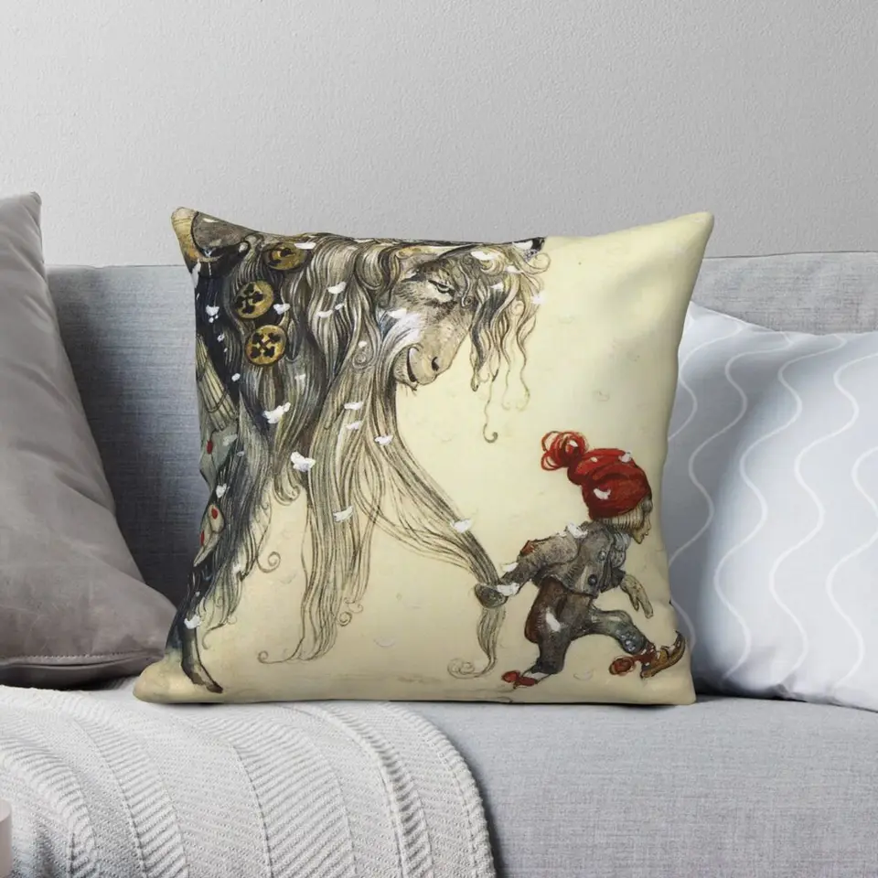 Yule koza Julbocken John Bauer Square vankúš Pollowcase polyester ľanový zamat na zips dekoratívne vankúšové puzdro domáce vankúšové kryt