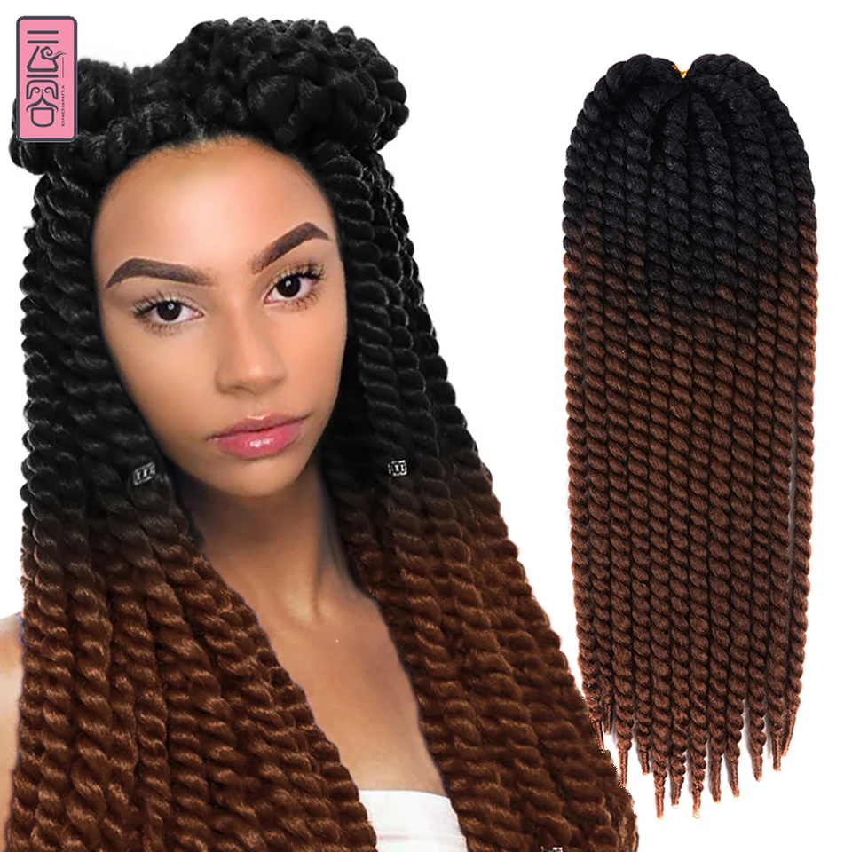 Yunrong Senegallese Twist Hair Jumbo háčkovanie vrkočov 22 palcov 120 g 20 farebný ombre syntetické háčkovanie vlasov pre ženy