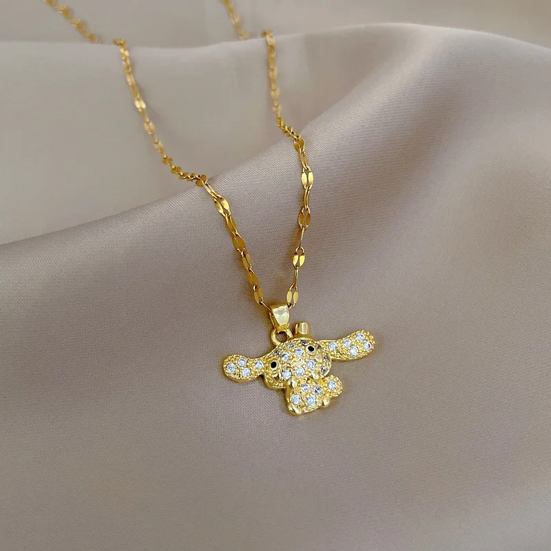 Yupsk 316L z nehrdzavejúcej ocele zirkón Zirkón Pes Náhrdelník Micro Dláždený CZ Crystal Lovely Animal Sweater Reac