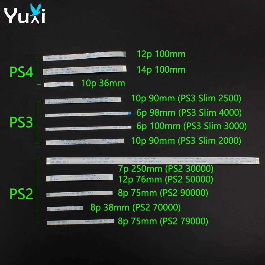 Yuxi 10ks pre PS4 Pro Slim Controller 10 12 14 PIN FLOW STREBA PRE PS3 SLOW FLEXIBLE Plochý kábel pre PS2 3W 5W 7W 7W9 9W