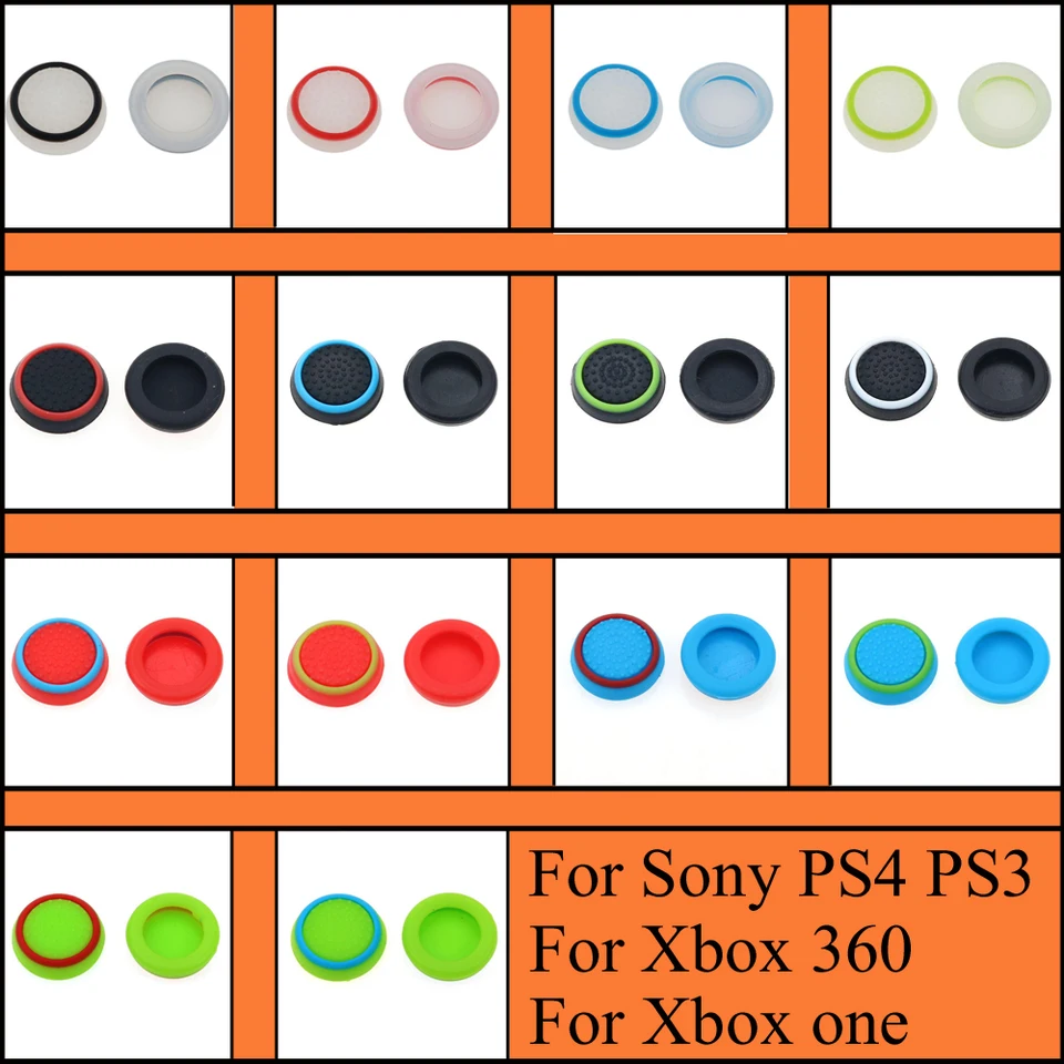 Yuxi skĺznutím silikónového silikónu farebný analógový joystick palec palcovú palicu Caps Caps Puys pre PS3 PS4 Xbox 360 Xbox One Controller