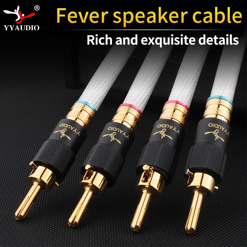 YYAUDIO HIFI strieborný kábel reproduktora Hi-End OCC Reproduktor pre hi-fi systémy banánový plugový kábel s samovzotrojenou zástrčkou