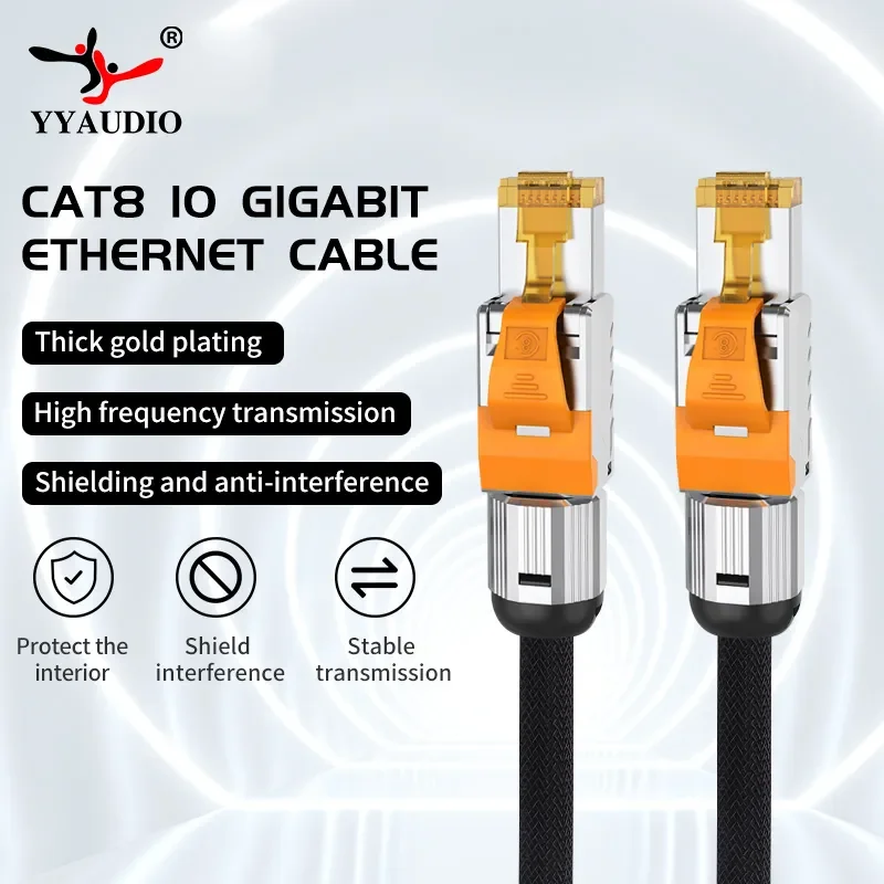 Yyaudio RJ45 CAT8 Ethernet Patch kábel 40 GBPS vysokorýchlostné SSTP UTP sieťové káblové ethernetové LAN Sieť pre notebooky PS 4 Router