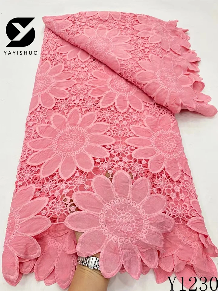 Yys-African Guipure Lace Lace Lace, Nigérijská vodná rozpustná, šitie na párty, vysoká kvalita, najnovšia, Y1230, 2024