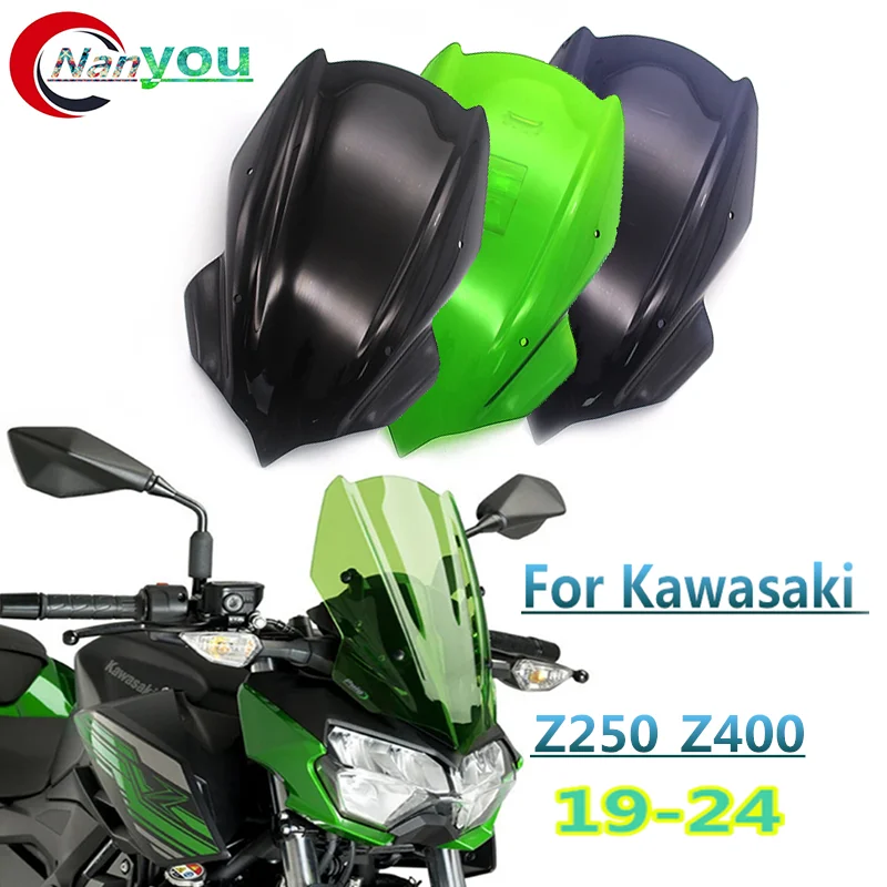 Z 250 Z 400 Motocyklové športové športové čelné sklo čelného skla pre Kawasaki Z250 Z400 2019 2020 2021 2022 2023 2024 Dvojitá bublina