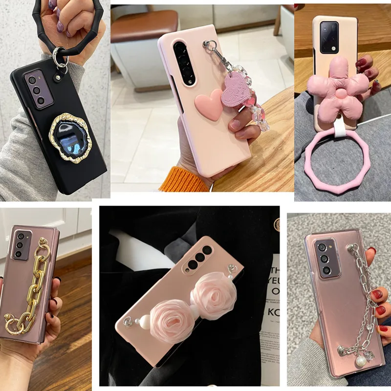 Z Fold 4 Case Fashion Cute Bracelet Love Chain Holder PC Phone Case for Samsung Gaalxy Z Fold6 Case Z Fold5 Cover Z Fold4 3 2 1