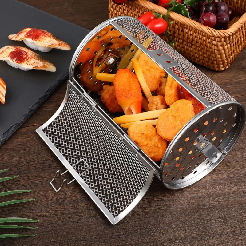 Z nehrdzavejúcej ocele gril rotisserie rúra pre kuchynské poter Basket Coffee Bean Grilled Cage Drum stojan vzduchový fritéza Univerzálne