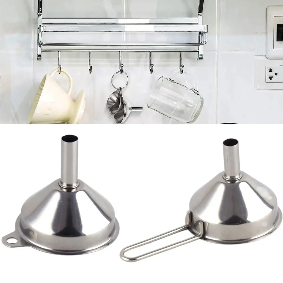 Z nehrdzavejúcej ocele kuchynské zúbky Food Grade Metal Funnels s rukoväť