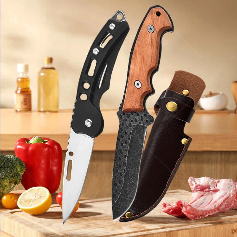 Z nehrdzavejúcej ocele Kuchynský nôž nôž mäsiar na zabíjanie rýb nôž BBQ Knife Drevená rukoväť na strihanie mäsa Cleaver Nôž Domácnosť