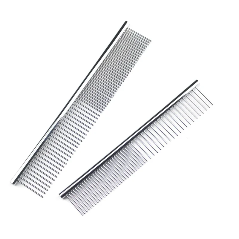 Z nehrdzavejúcej ocele Psy hrebeň dlhé hrubé srsti s kožušinou Kefa 16/19 cm domáce zvieratá Pes Dog Cat Grooming Dematting Combs pre chlpaté psov