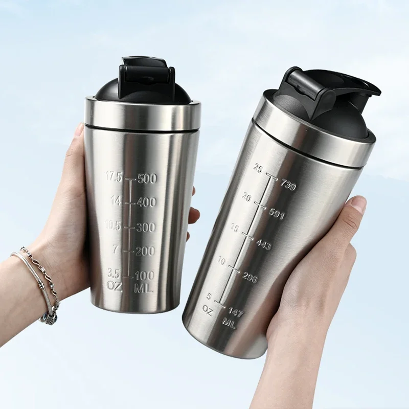 Z nehrdzavejúcej ocele Thermos Protein Shaker Cup Prenosná fitness Športové vákuové bono