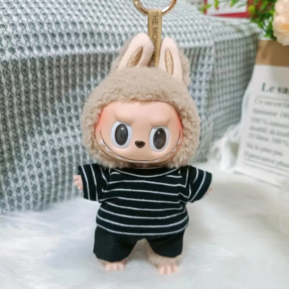Za 17 cm labbubu detské oblečenie príležitostné štýl obleky pruhované tričko Tops Top Shorts Dolls Accessory Cute Dekorácie