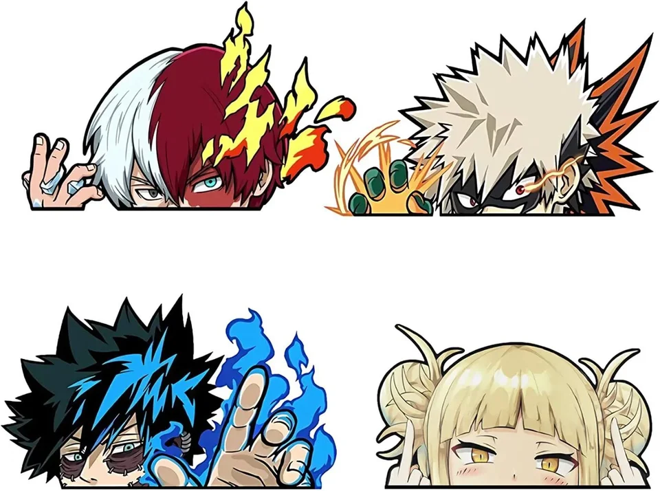 Za 4 balenie 5,7 palca moja hrdinská akademickia anime nálepka automobilov Todoroki Bakugo Funny Peeking Witerprood Consals Dabi Hiko