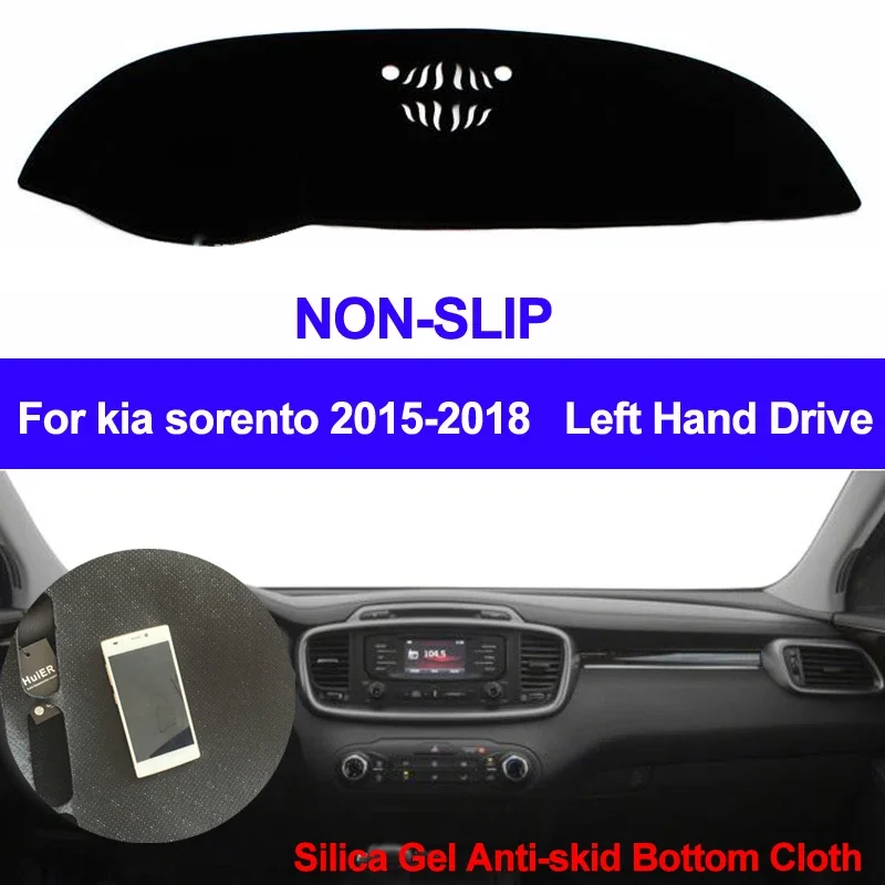 Za Kia Sorento 2015 2016 2017 2018 2018 CAR Interiér Doplnky Ochranná podložka Dashboard Cover Silikone Non-Slip Mat Sunshade