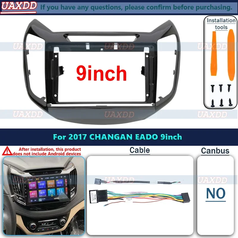 Za rok 2017 Changan Eado 9inch 2 Din Car Interiér Stereo Radio Android Frame Kit Panel Center Fascia kábel video postroj Canbus Box