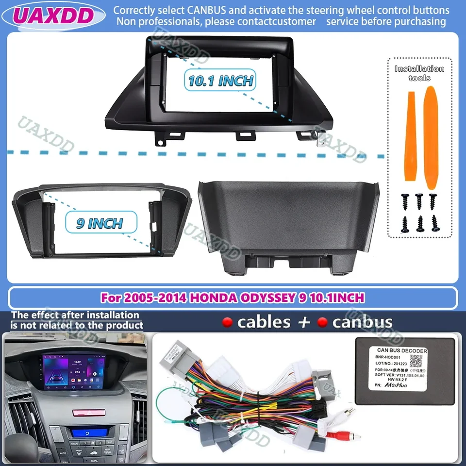 Za roky 2005-2014 Honda Odyssey 9 10.1inch 2 DIN Car Android Frame Kit Kit Center Fascia kábel video postroj Dashboard Canbus Box