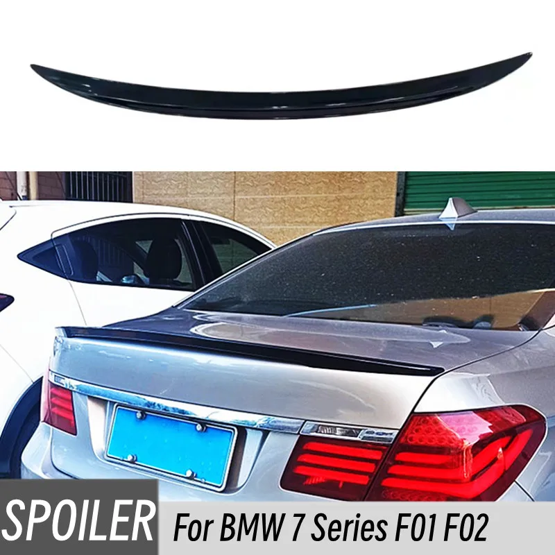Za roky 2008-2014 BMW 7 Series F01 F02 730I 740I 750i Zadný kmeň veko Čierne krídla Carbon Car Ducktail Spiler príslušenstvo