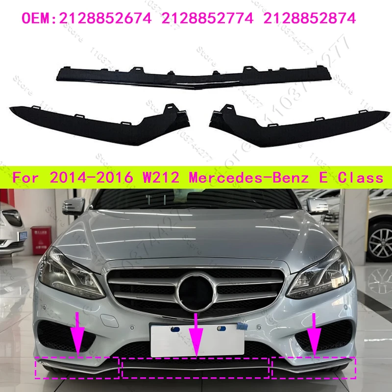 Za roky 2014-2016 W212 Mercedes-Benz E200/250/300/350/400/500/550 Spodný predný chrómový chróm 2128852674 2128852774 2128852874
