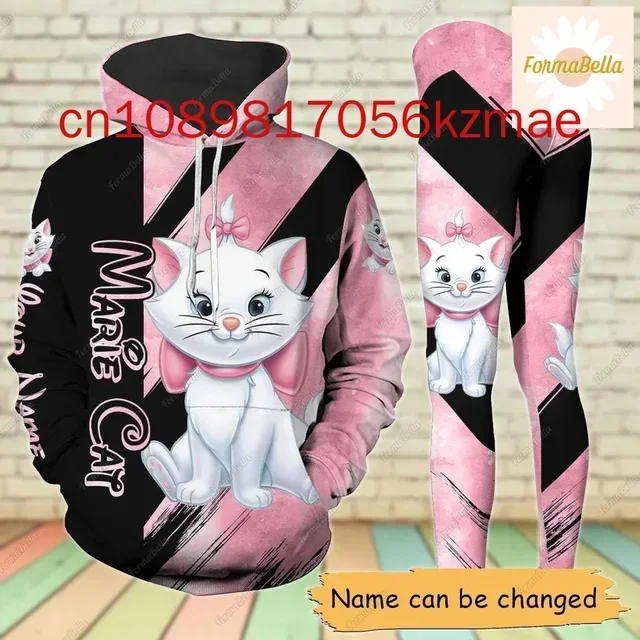 Zadarmo vlastné meno Disney Marie Cat Hoodie a Leggings Set Minnie Mickey Dámska kapucňa jogy jogy módne súpravy módne súpravy