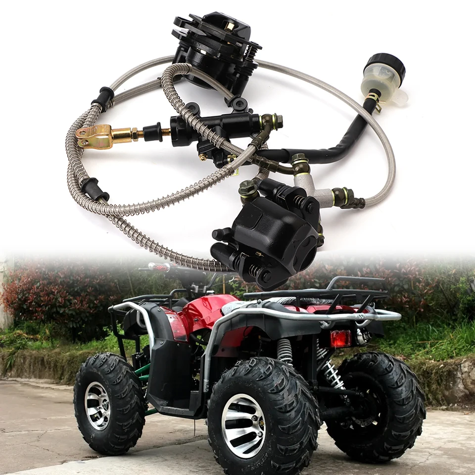 Zadná hydraulická dvojitá kotúčová brzdová zostava na nohách Zostava strmeňa s dvojitým diskom pre 150 ccm 250 ccm ATV GO Kart UTV Buggy Quad Quad Dirt Bike Parts