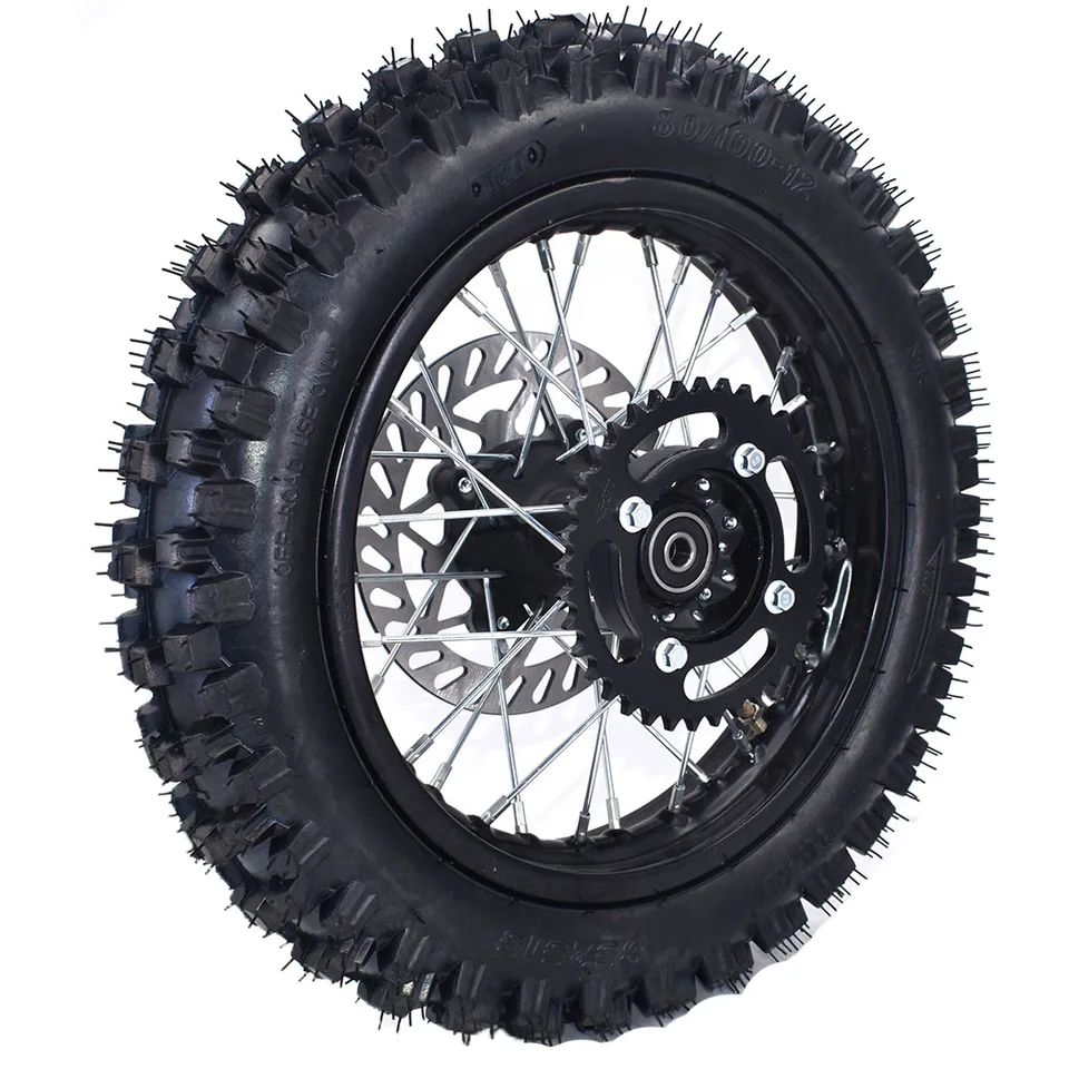 Zadné koleso motocykla 1,85-12 palca s 80/100-12 pneumatikami 190 mm brzdový disk Rekree