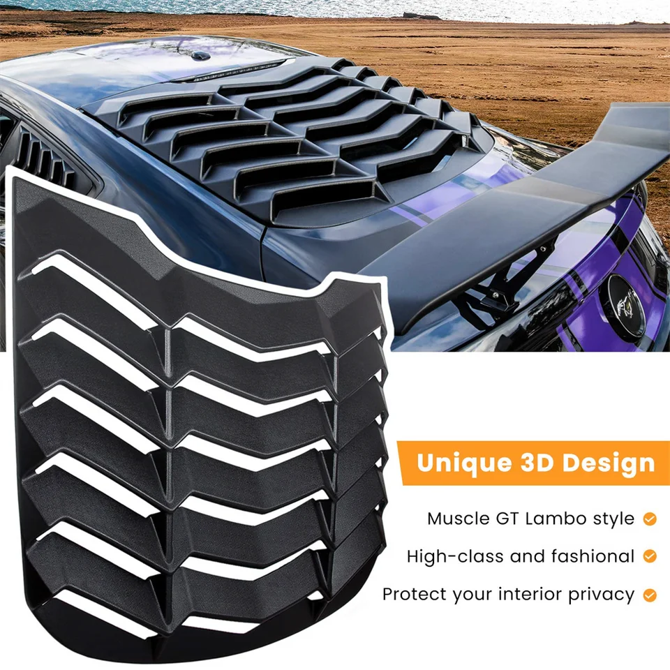 Zadné okenné žalúzie pre Ford Mustang 2015 2016 2017 2018 2019 2019 2020 2021 čelné sklo Sun Shade Cover Vent GT Lambo Style Custom